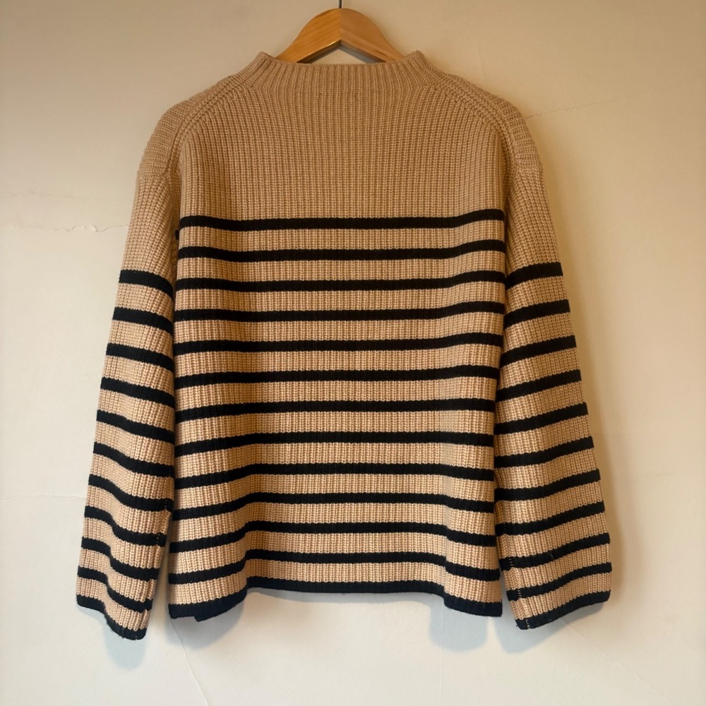Rails Claudia Stripe Funnel Neck Sweater Camel Ebony Wool‎ Cashmere Small - Picture 7 of 8